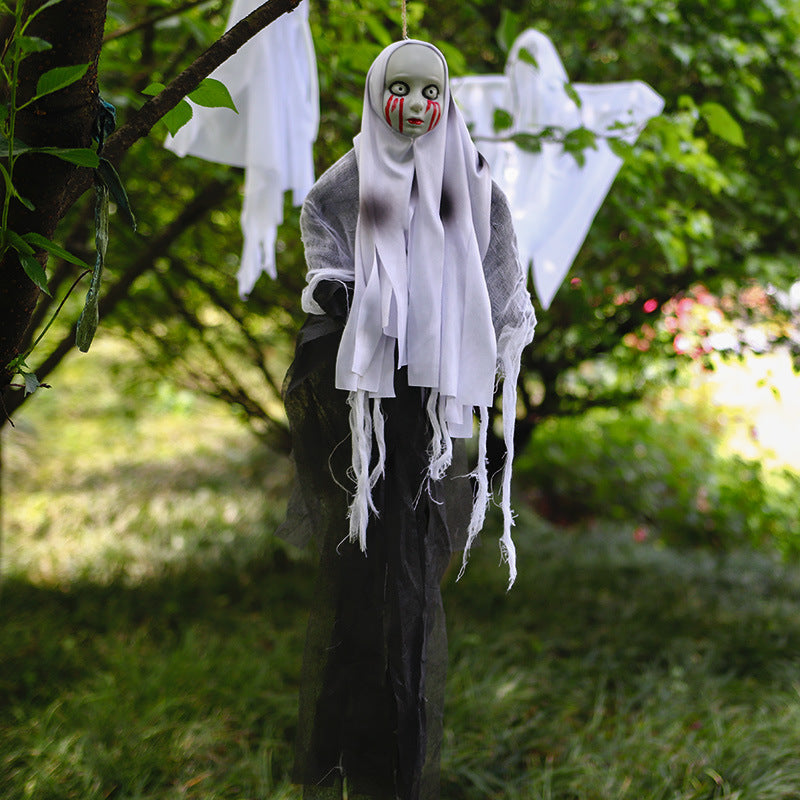 Hanging Skull Ghost Tree Ornament
