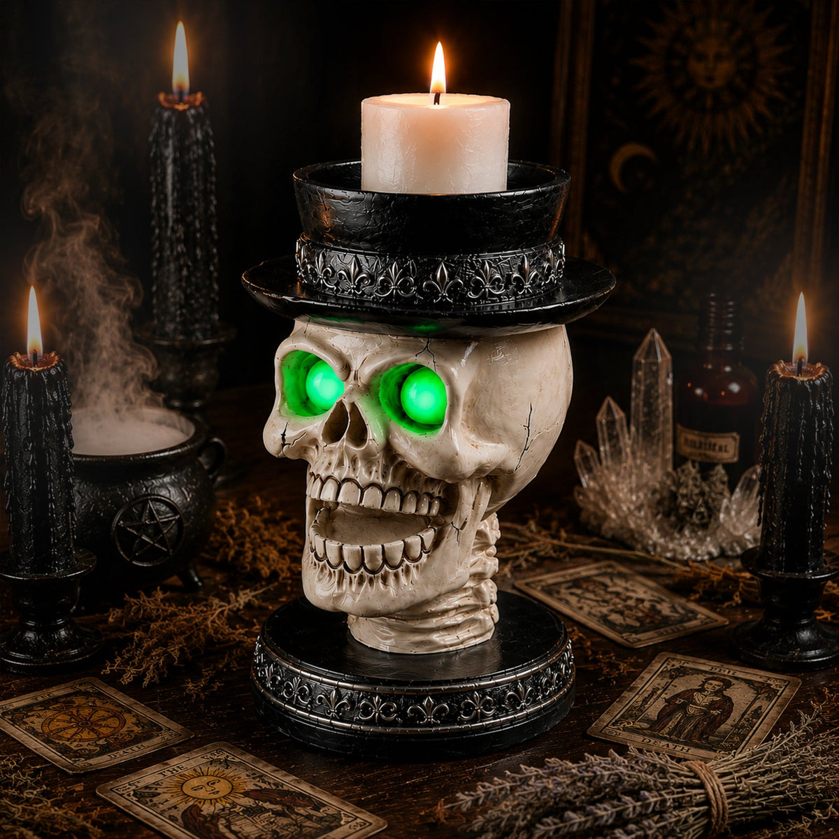 Glowing LED Halloween Skull Candle Holder