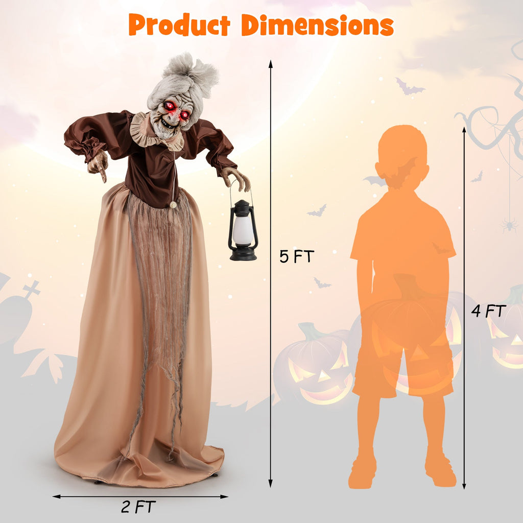 Spooky Life-Size Talking "Old Hag" Witch Animatronic