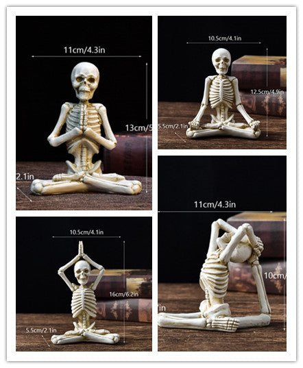 Spooky "Zen Mode" Yoga Skeleton Desktop Decor