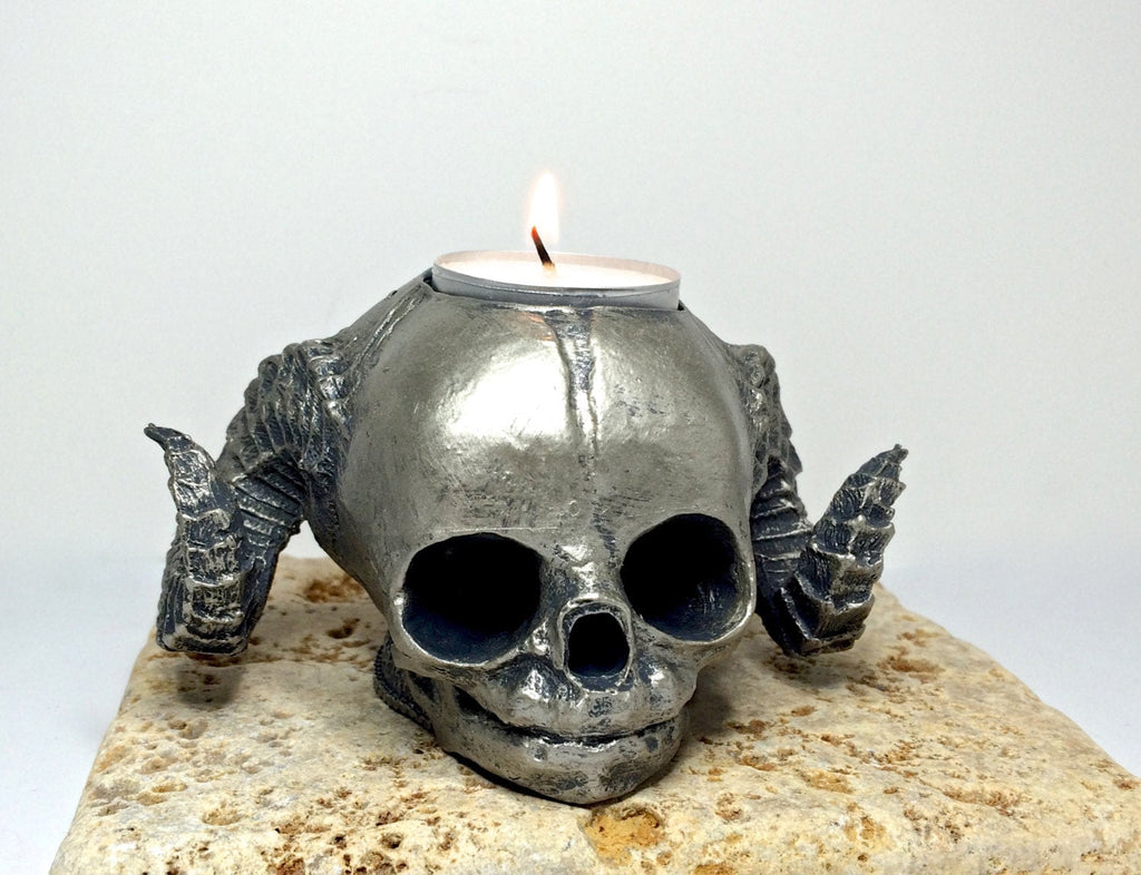 Spooky Satyr Fetal Skull Candle Holder