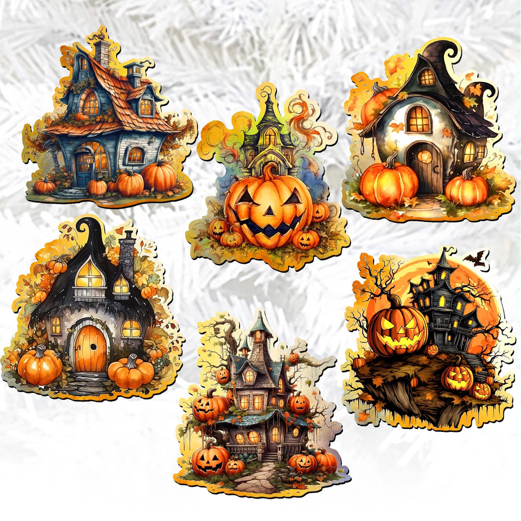 Spooky G. DeBrekht "Haunted Houses" Clip-On Wood Art Set