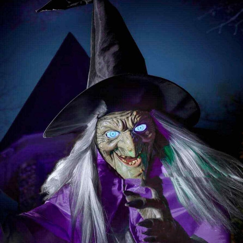 Spooky Hanging "Flying Witch" Talking Animatronic