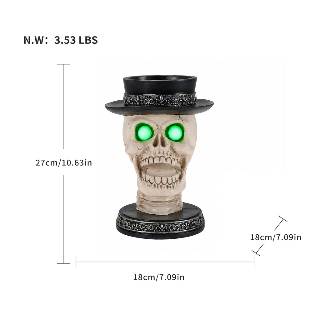 Glowing LED Halloween Skull Candle Holder