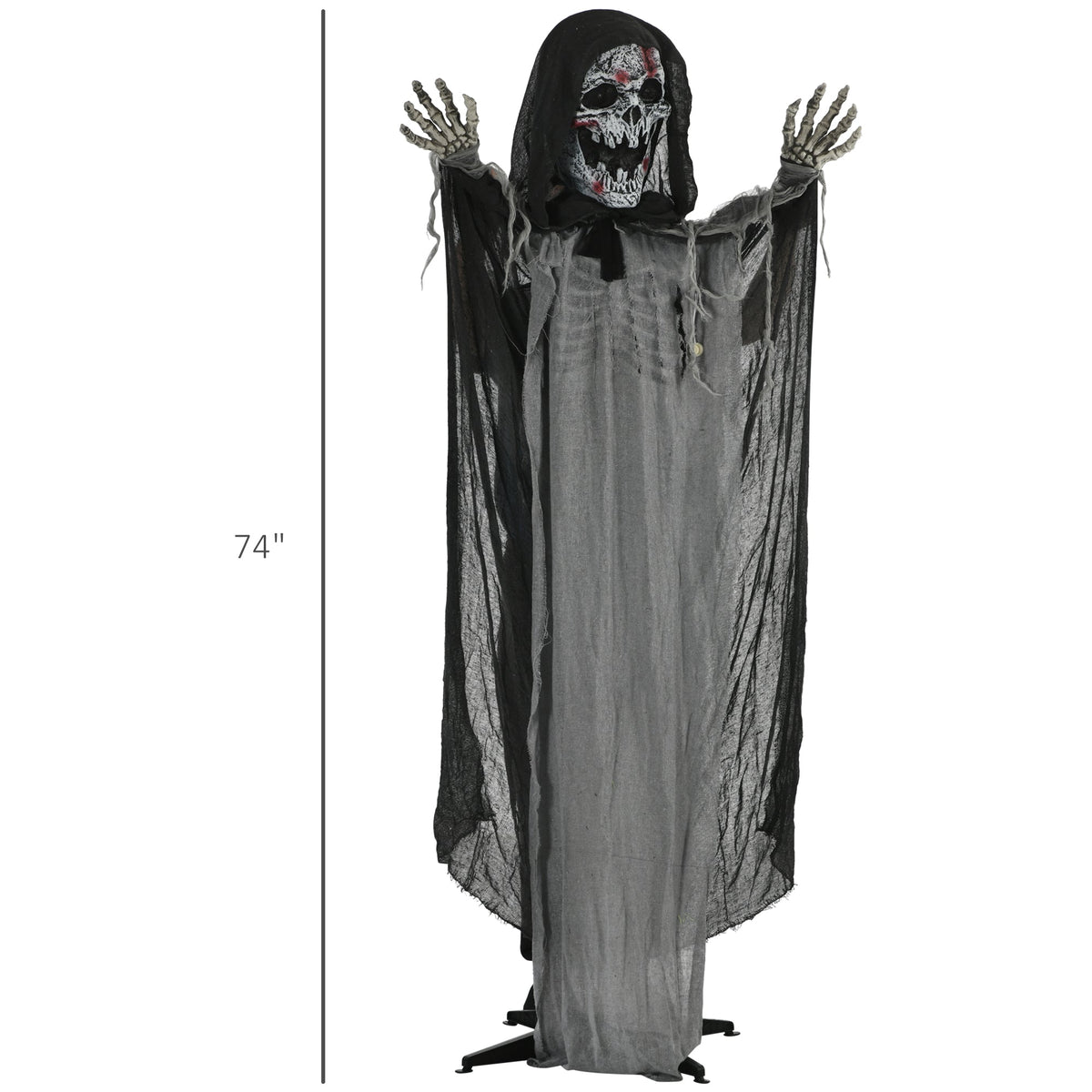 Outsunny 74" Life Size Outdoor Halloween Skeleton Witch Decoration