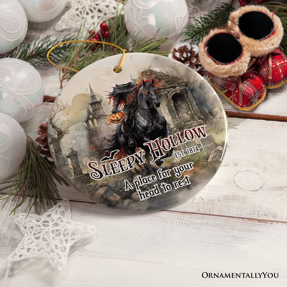 Spooky "Sleepy Hollow" Headless Horseman Resin Sculpture