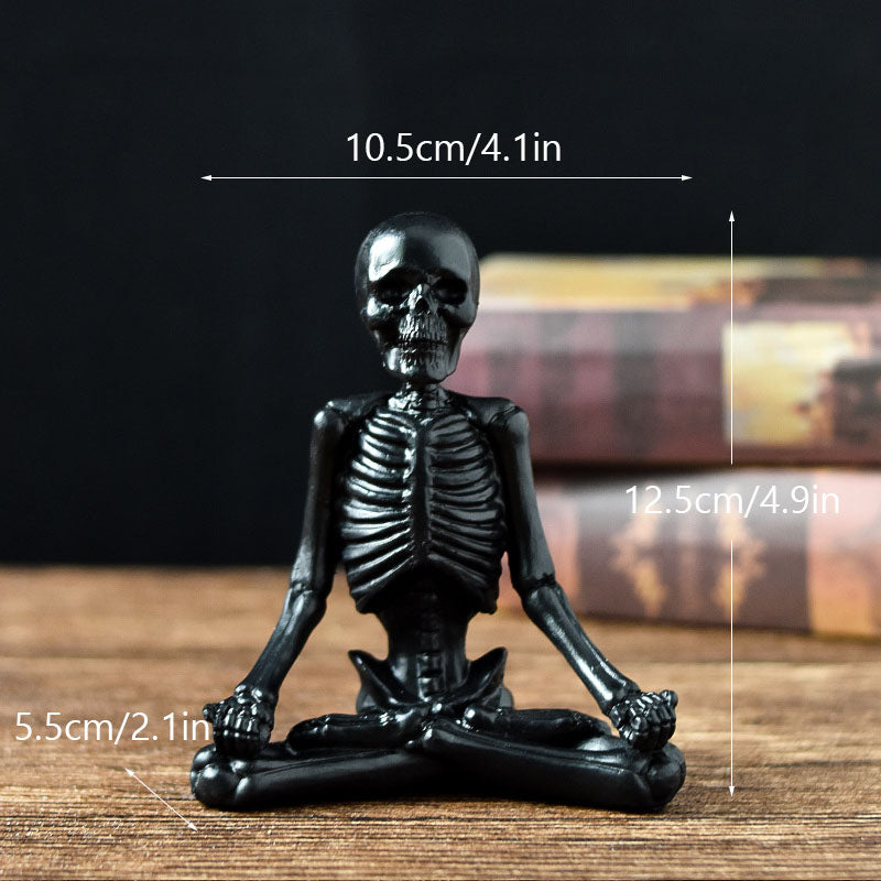 Spooky "Zen Mode" Yoga Skeleton Desktop Decor