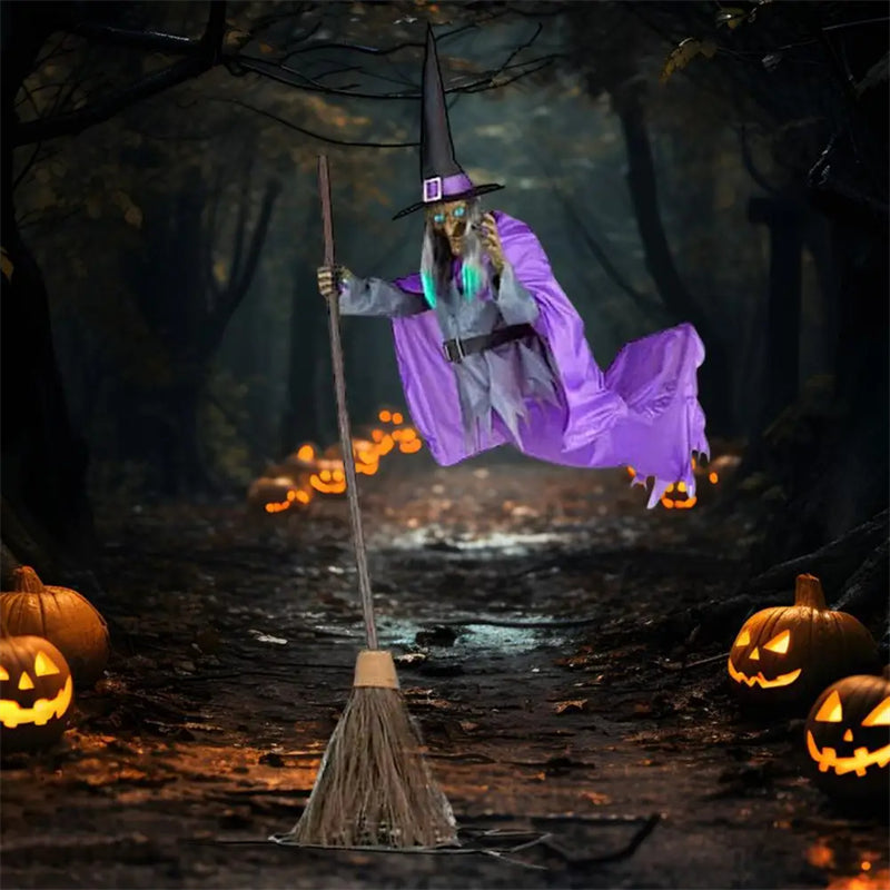 Spooky Hanging "Flying Witch" Talking Animatronic