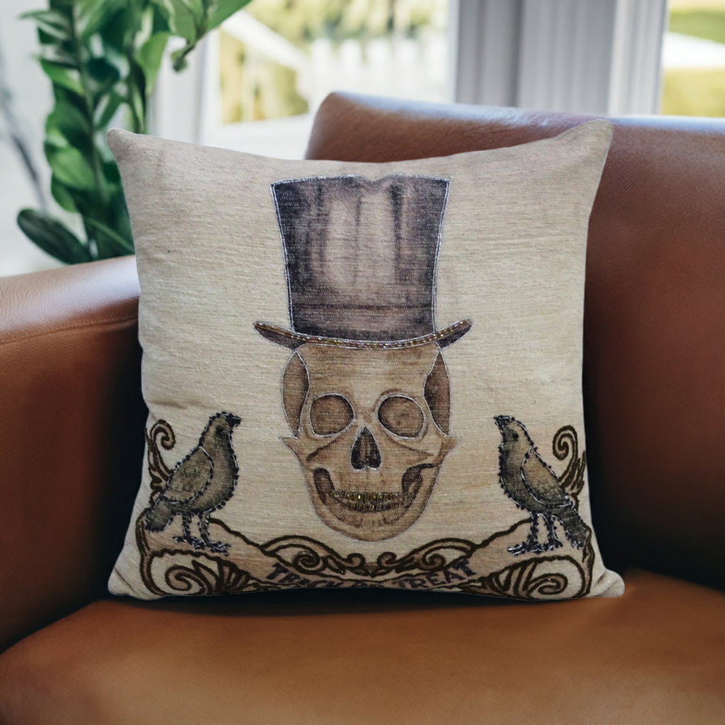 Vibhsa Halloween Embroidered Throw Pillow 20" x 20"