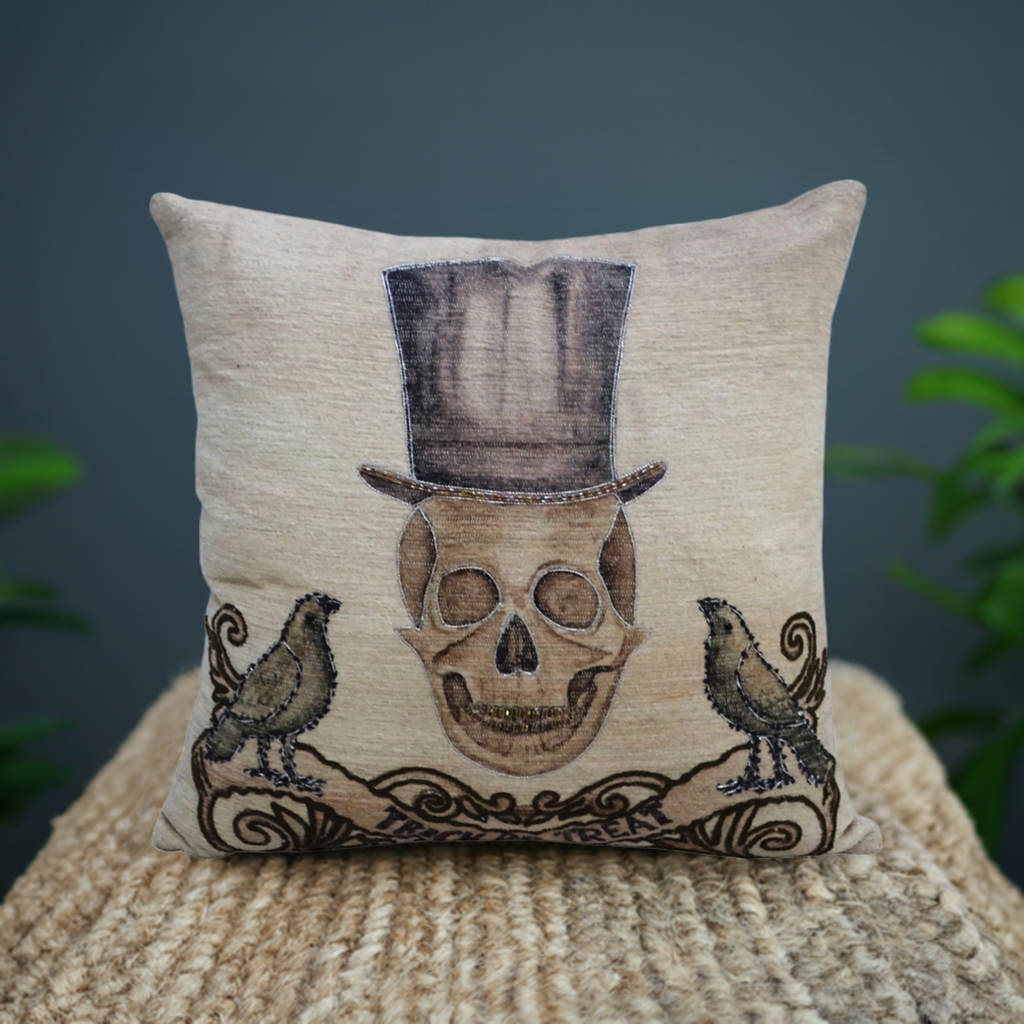 Vibhsa Halloween Embroidered Throw Pillow 20" x 20"