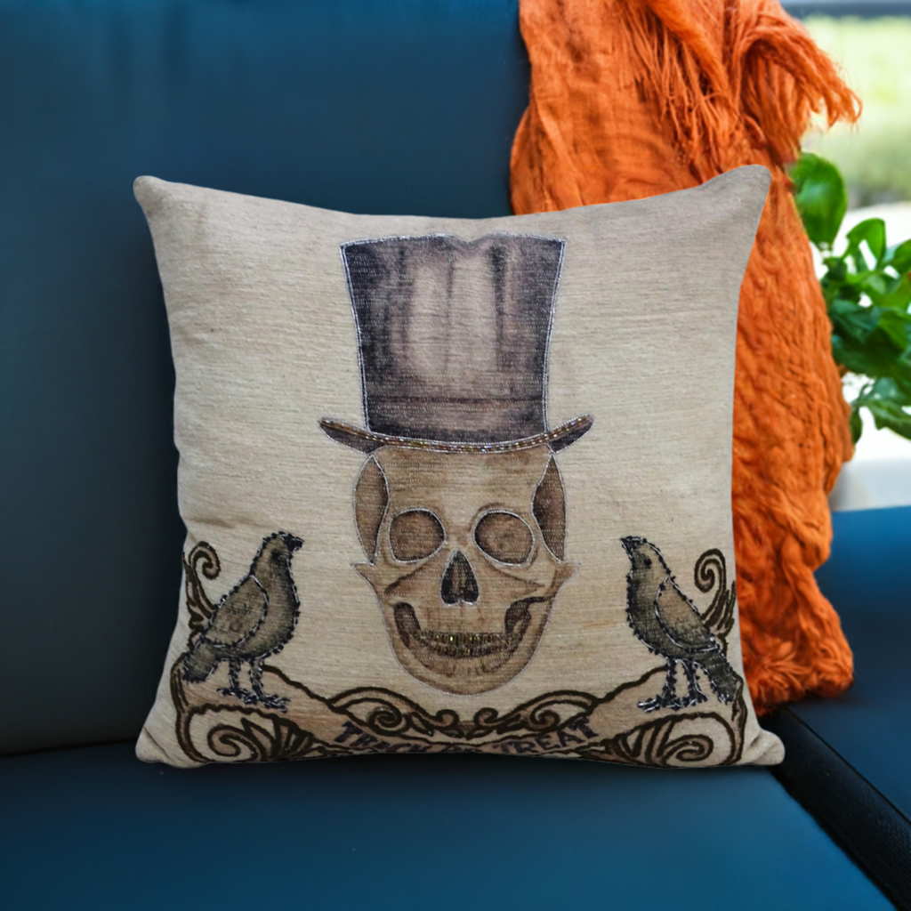 Vibhsa Halloween Embroidered Throw Pillow 20" x 20"