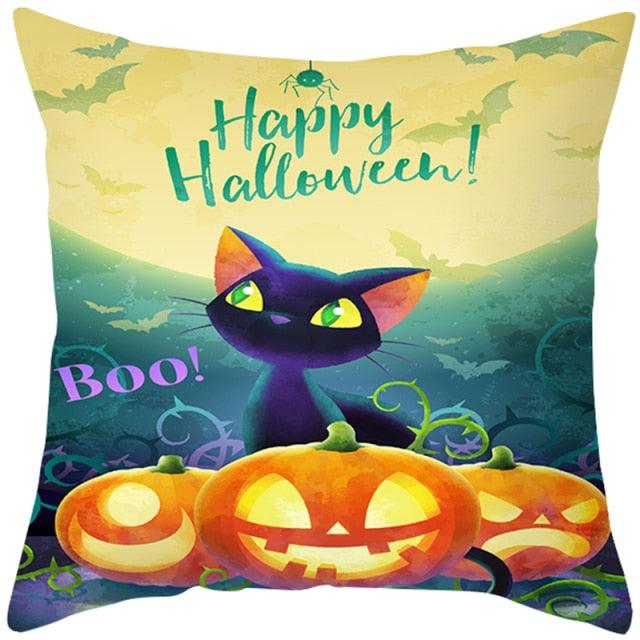 Spooky "Pumpkin Farmhouse" Halloween Cushion Cover