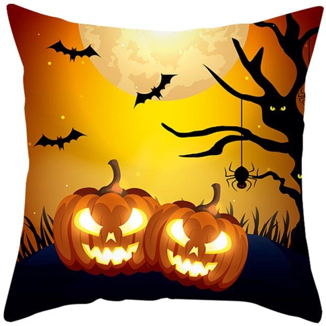 Spooky "Pumpkin Farmhouse" Halloween Cushion Cover