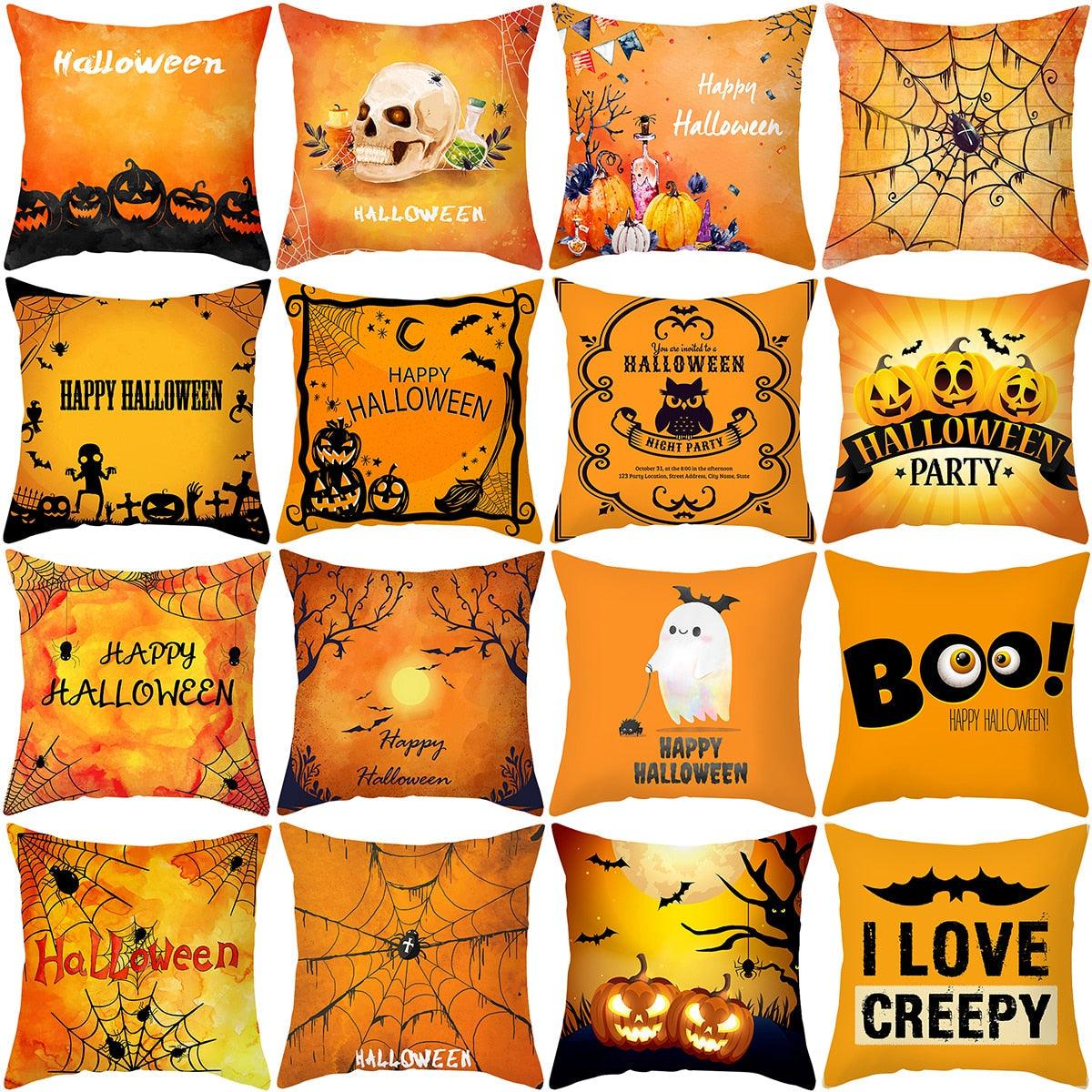 Spooky "Pumpkin Farmhouse" Halloween Cushion Cover