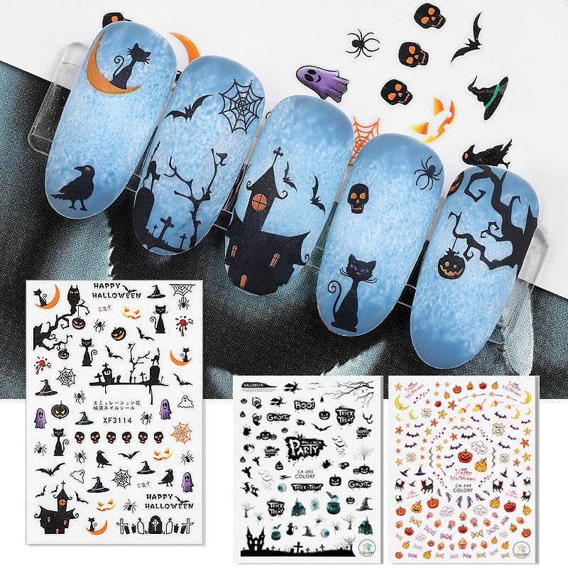 Spooky Halloween 3D Metallic Nail Art Decal Set