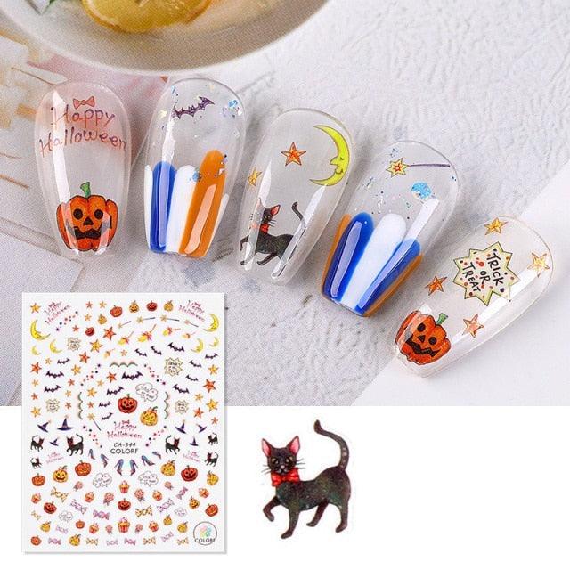 Spooky Halloween 3D Metallic Nail Art Decal Set