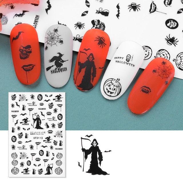 Spooky Halloween 3D Metallic Nail Art Decal Set