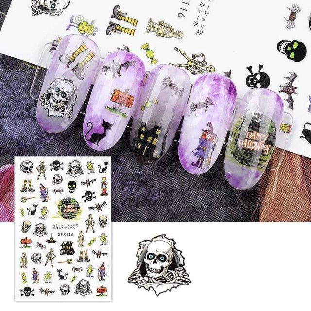 Spooky Halloween 3D Metallic Nail Art Decal Set