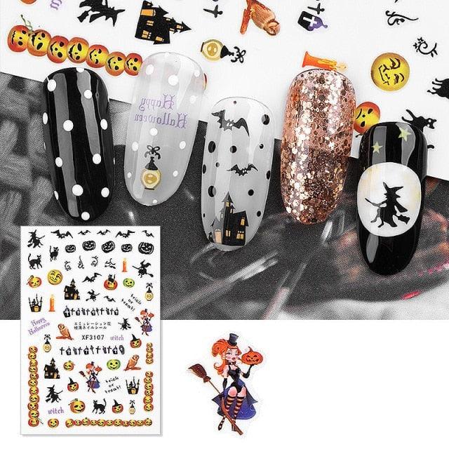 Spooky Halloween 3D Metallic Nail Art Decal Set