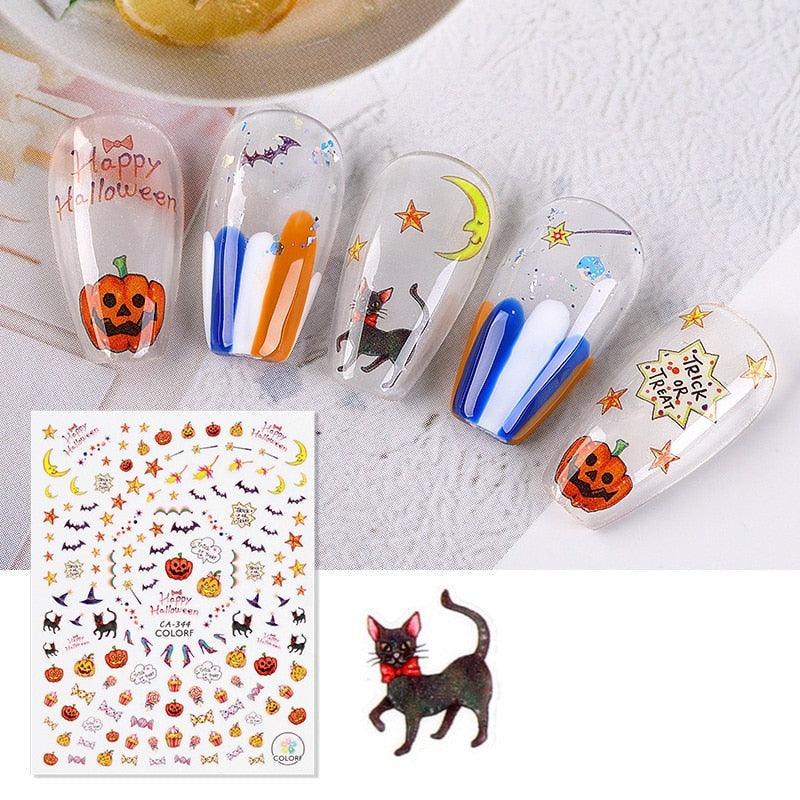 Spooky Halloween 3D Metallic Nail Art Decal Set