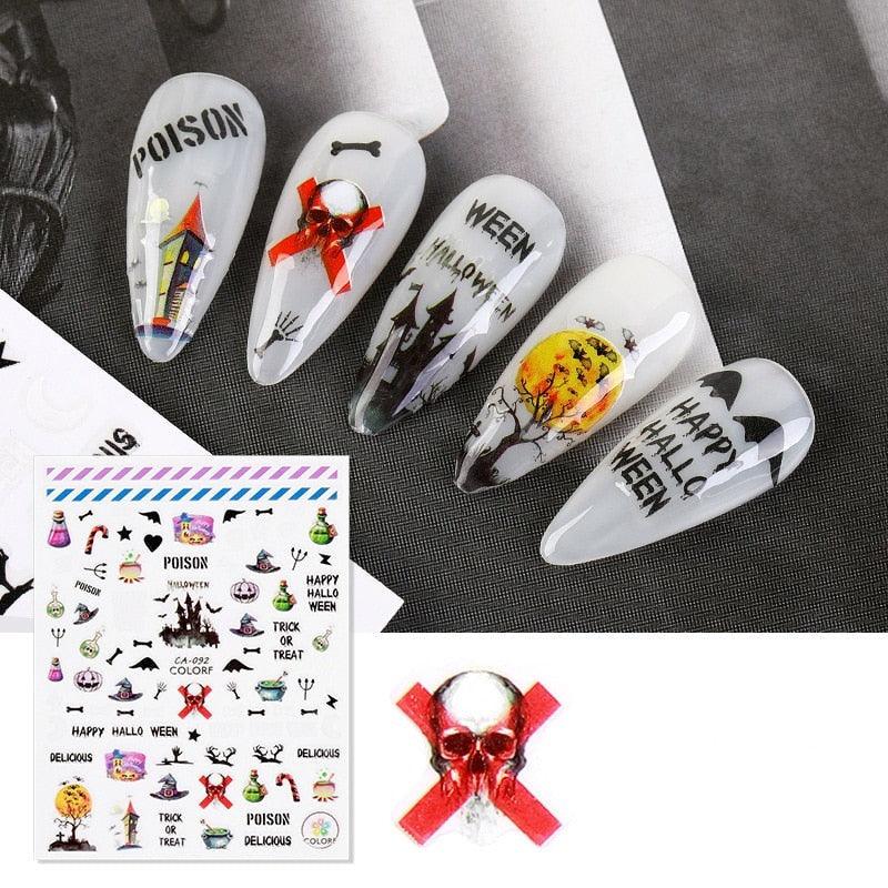 Spooky Halloween 3D Metallic Nail Art Decal Set