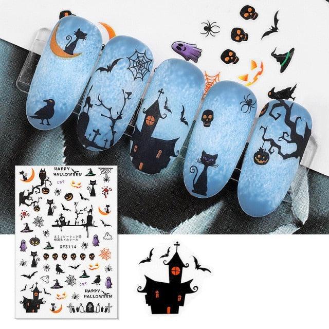 Spooky Halloween 3D Metallic Nail Art Decal Set