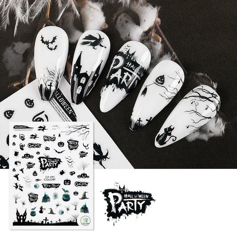 Spooky Halloween 3D Metallic Nail Art Decal Set