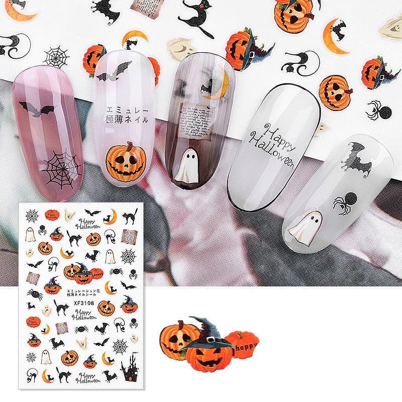 Spooky Halloween 3D Metallic Nail Art Decal Set