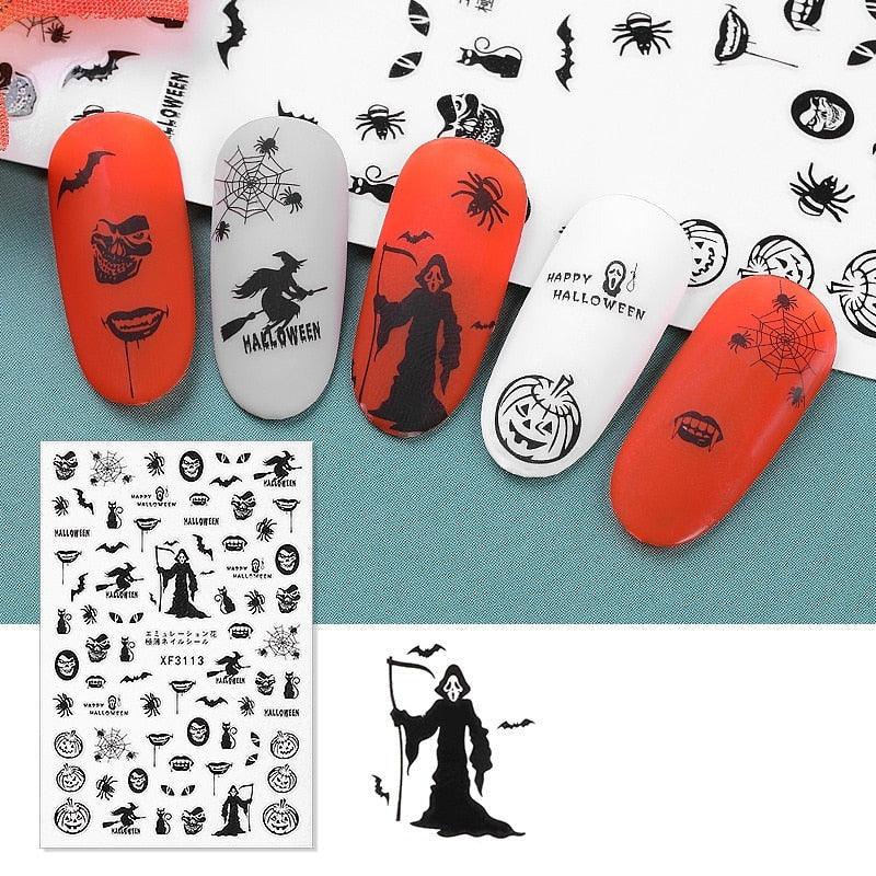 Spooky Halloween 3D Metallic Nail Art Decal Set