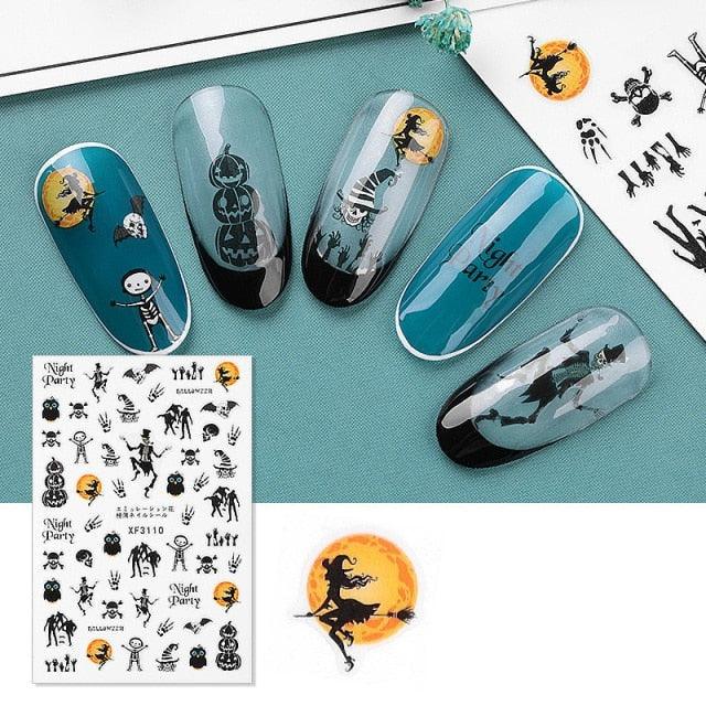 Spooky Halloween 3D Metallic Nail Art Decal Set