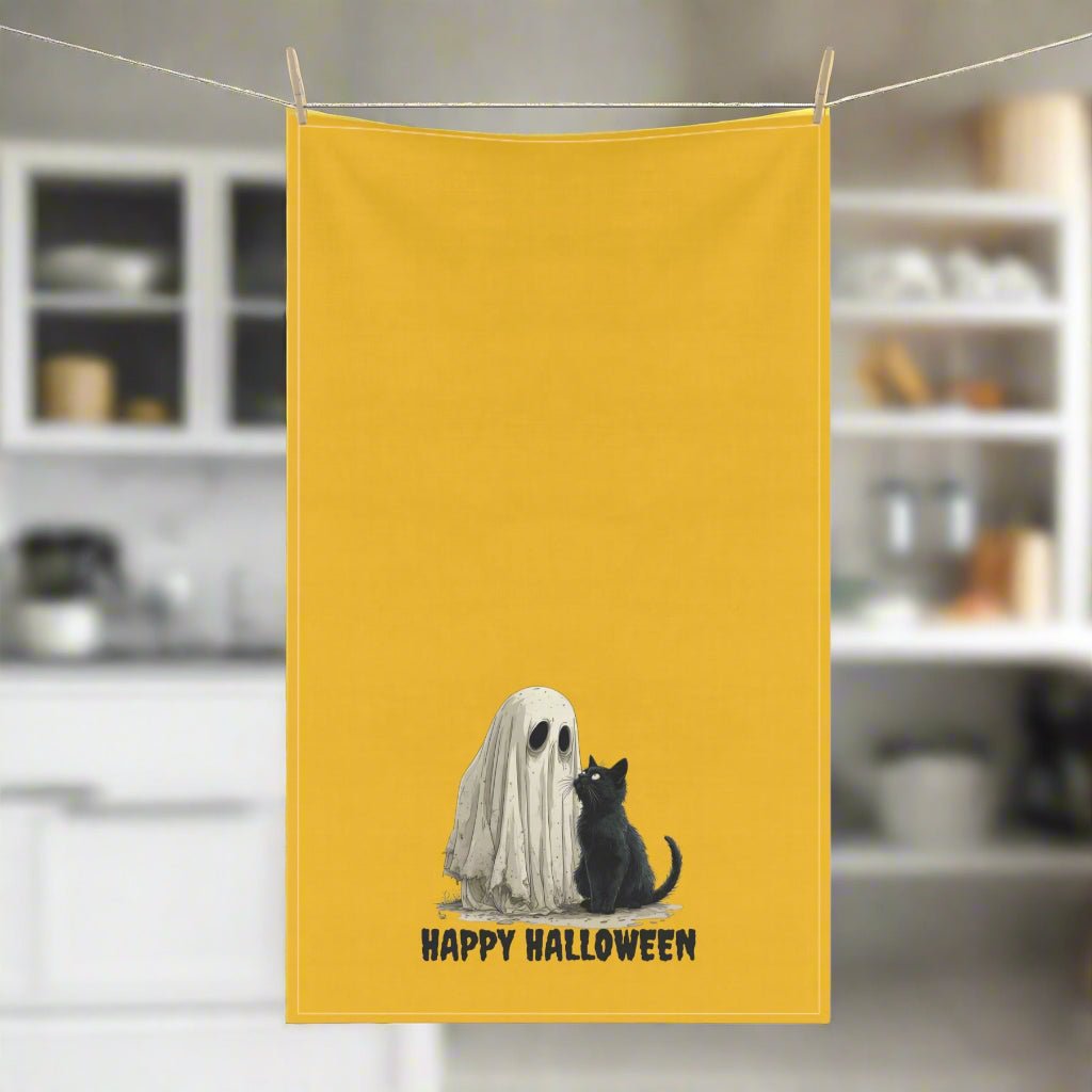 Spooky Cat and Ghost Designs Tea Towels