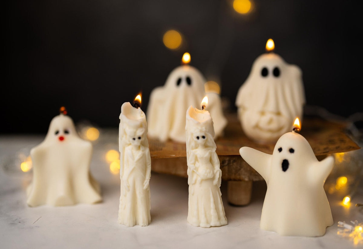 Spooky Halloween Ghost Pillar Candle