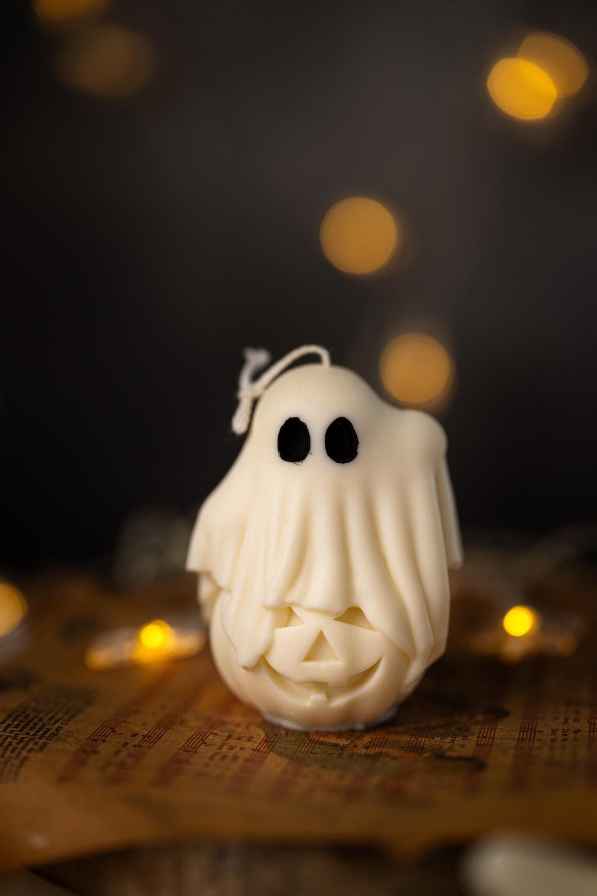 Spooky Halloween Ghost Pillar Candle