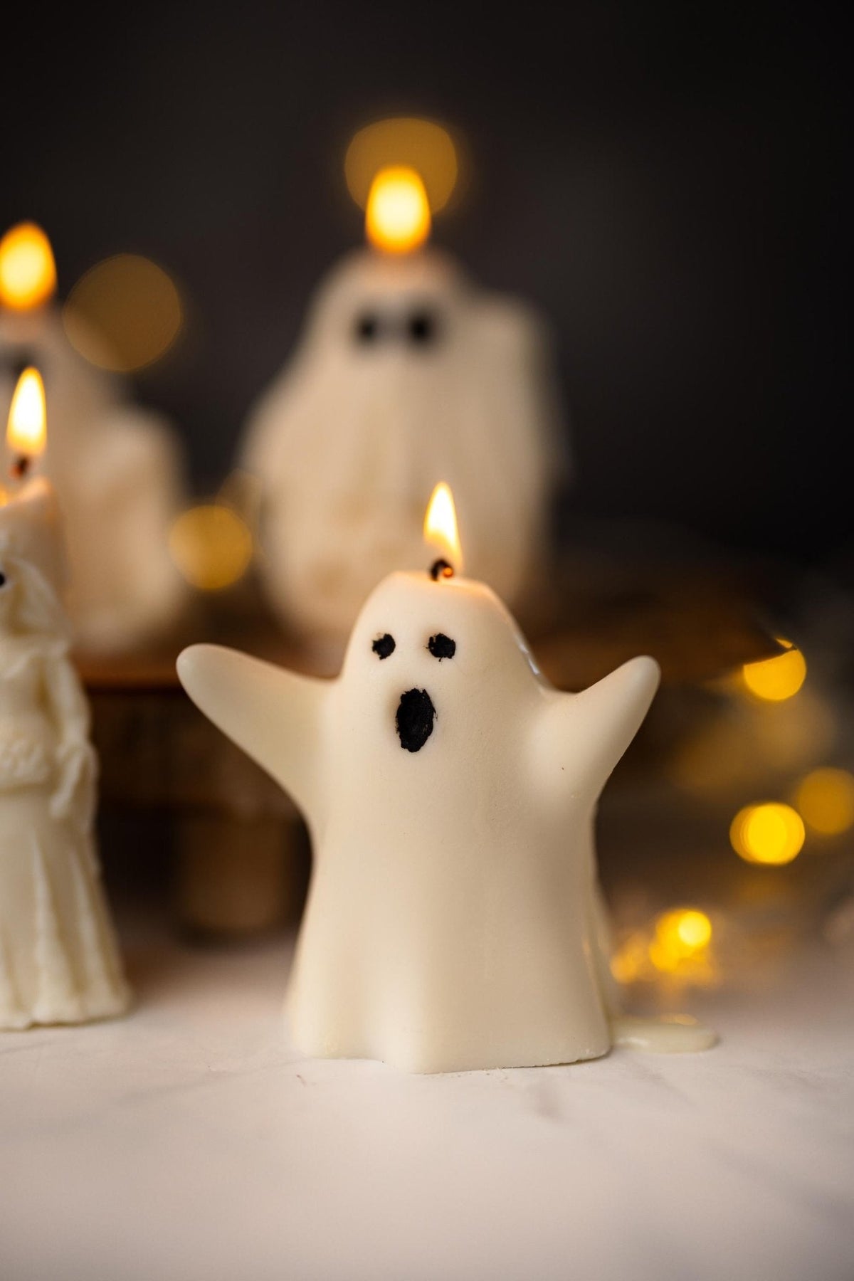 Spooky Halloween Ghost Pillar Candle