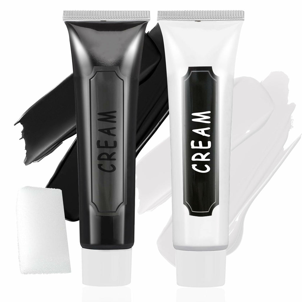 Professional Black White Oil-Based Face Paint Kit with Brushes