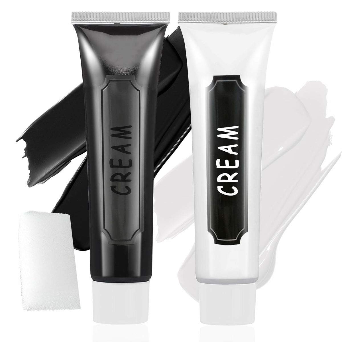 Professional Black White Oil-Based Face Paint Kit with Brushes