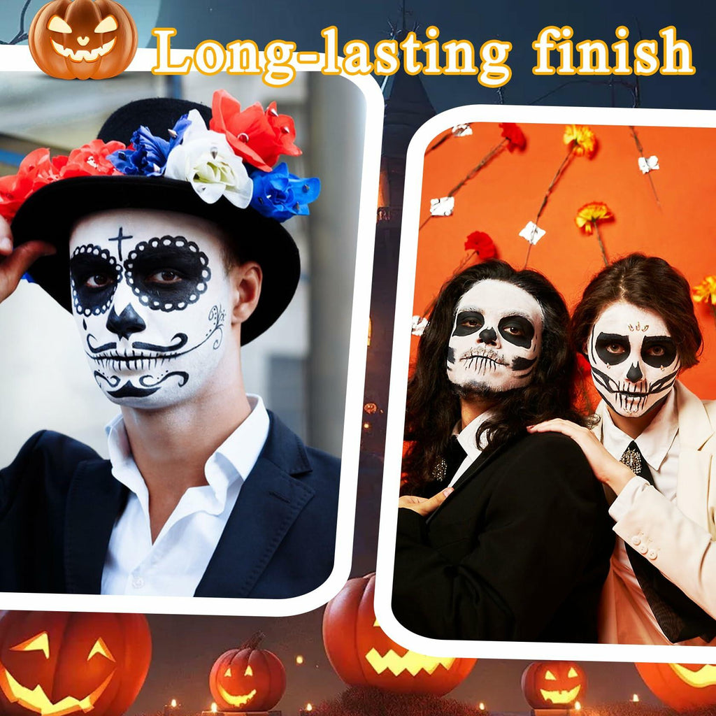 Professional Black White Oil-Based Face Paint Kit with Brushes
