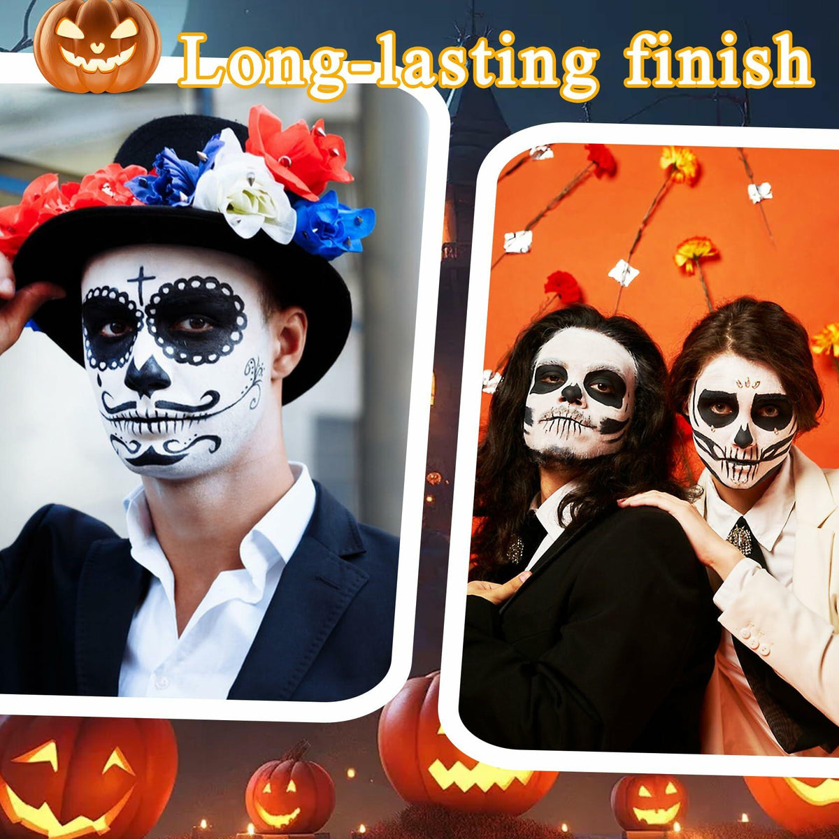 Professional Black White Oil-Based Face Paint Kit with Brushes