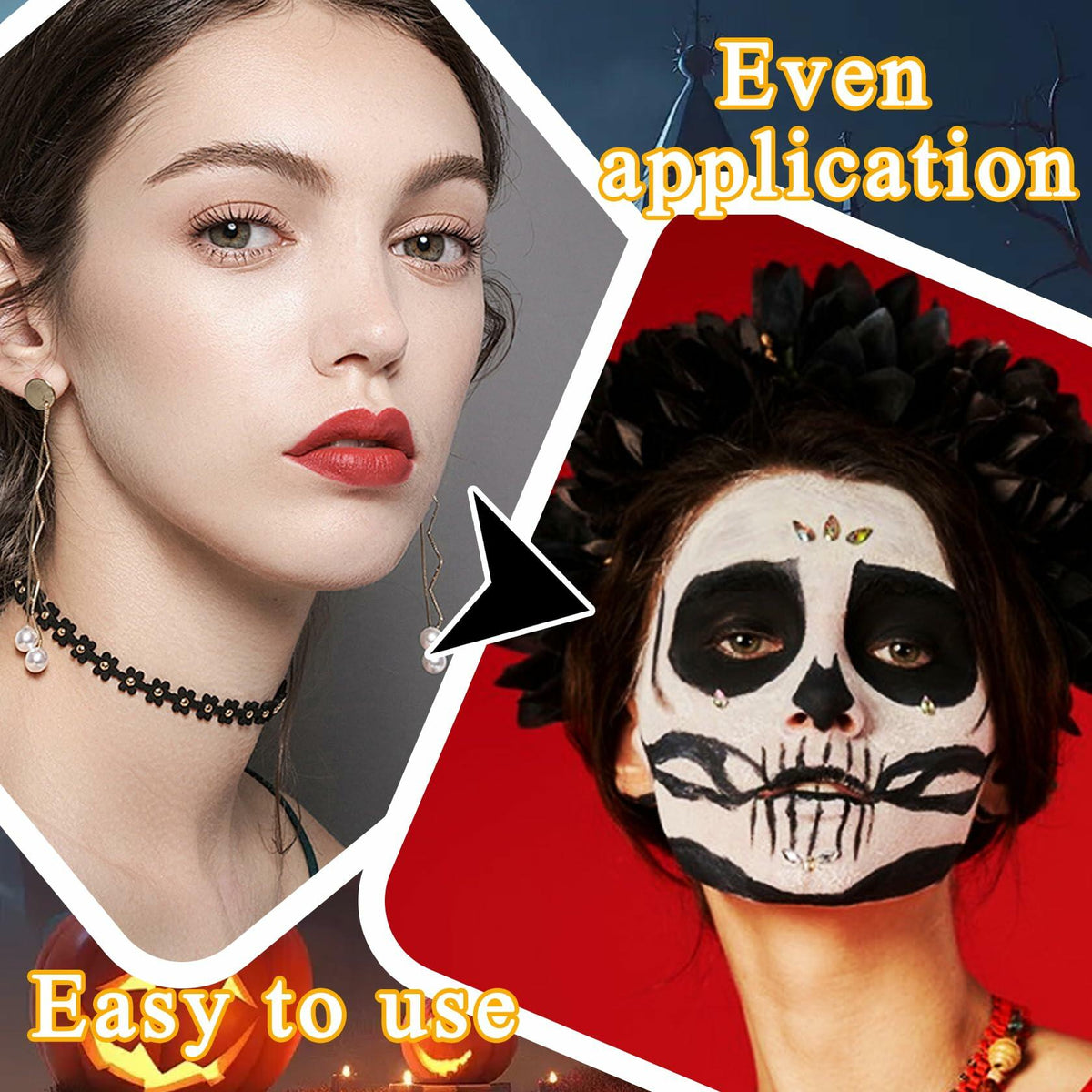 Professional Black White Oil-Based Face Paint Kit with Brushes