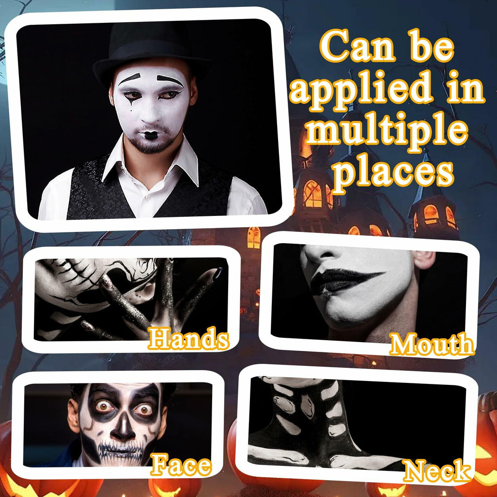 Professional Black White Oil-Based Face Paint Kit with Brushes