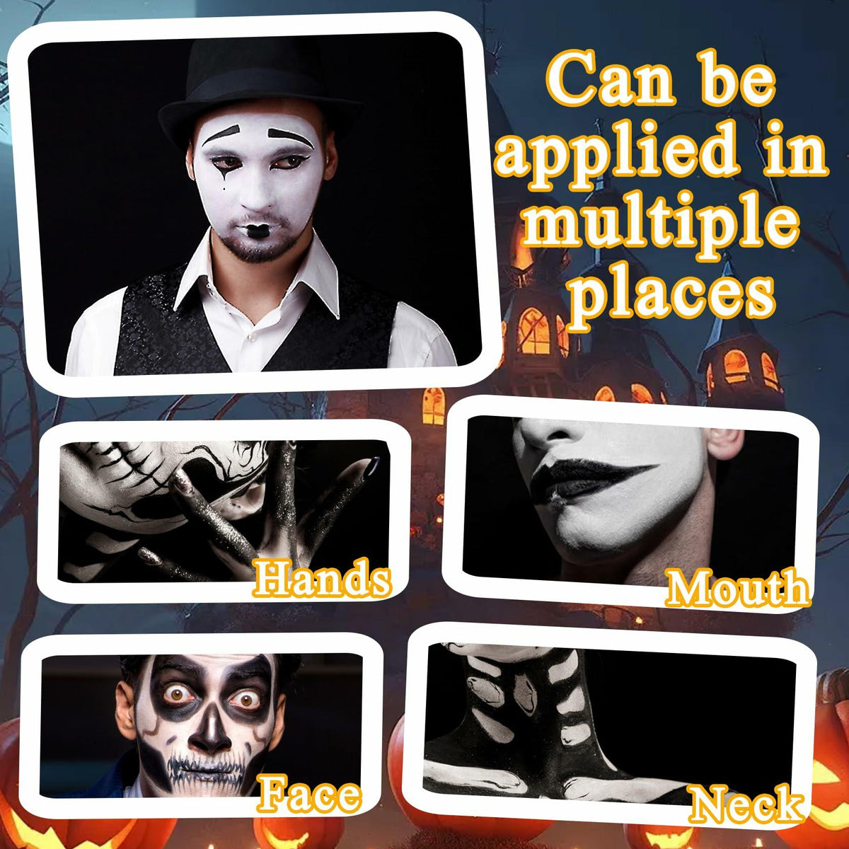 Professional Black White Oil-Based Face Paint Kit with Brushes