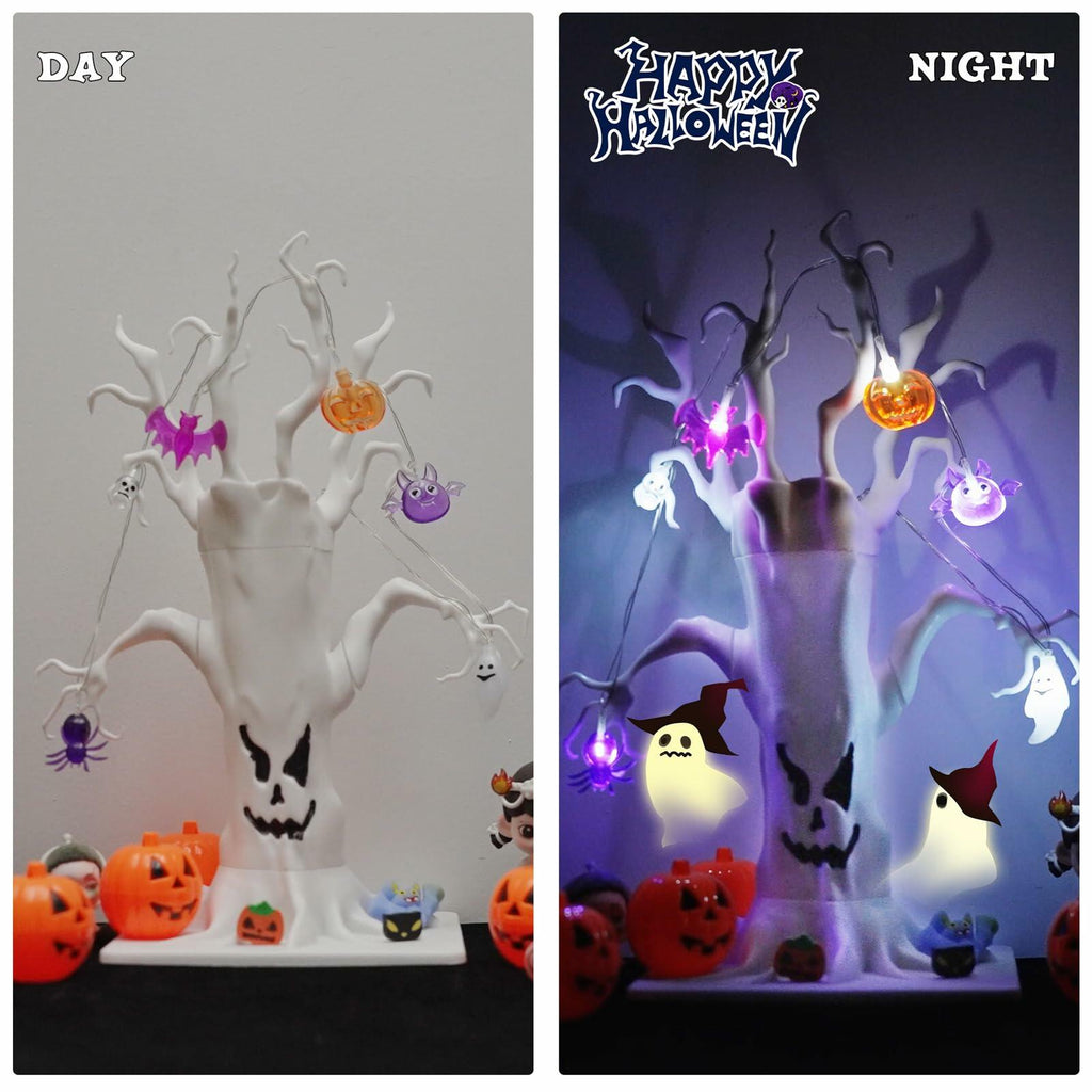 Spooky Pre-Lit White Halloween Centerpiece Tree
