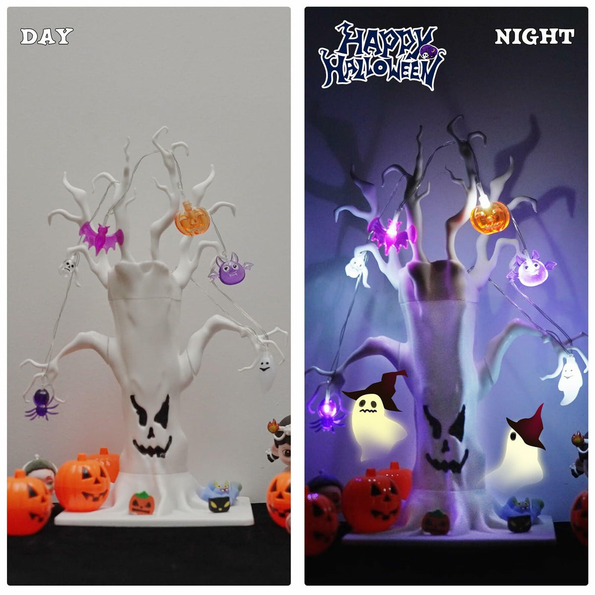 Spooky Pre-Lit White Halloween Centerpiece Tree