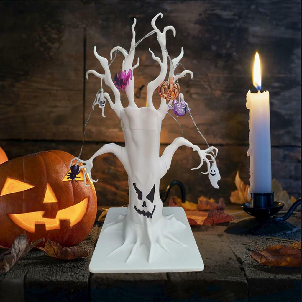 Spooky Pre-Lit White Halloween Centerpiece Tree
