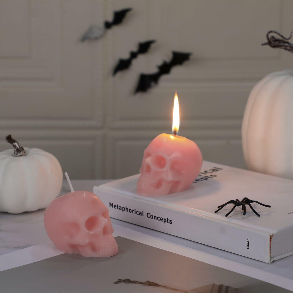 Spooky Pastel Pink Skull Candles (6-Pack)