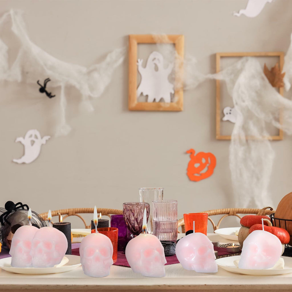 Spooky Pastel Pink Skull Candles (6-Pack)