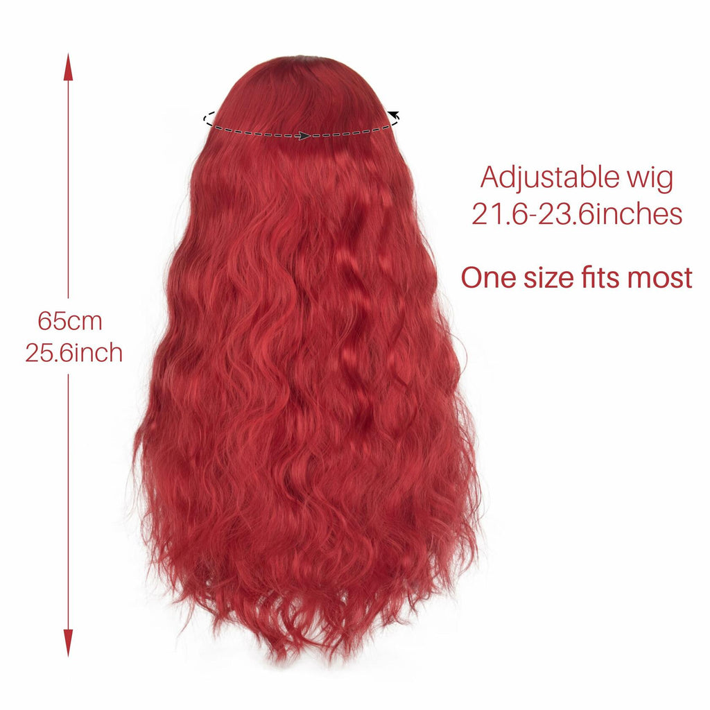 Miss U Hair Long Wavy Red Wig Women Middle Part Hair Clips