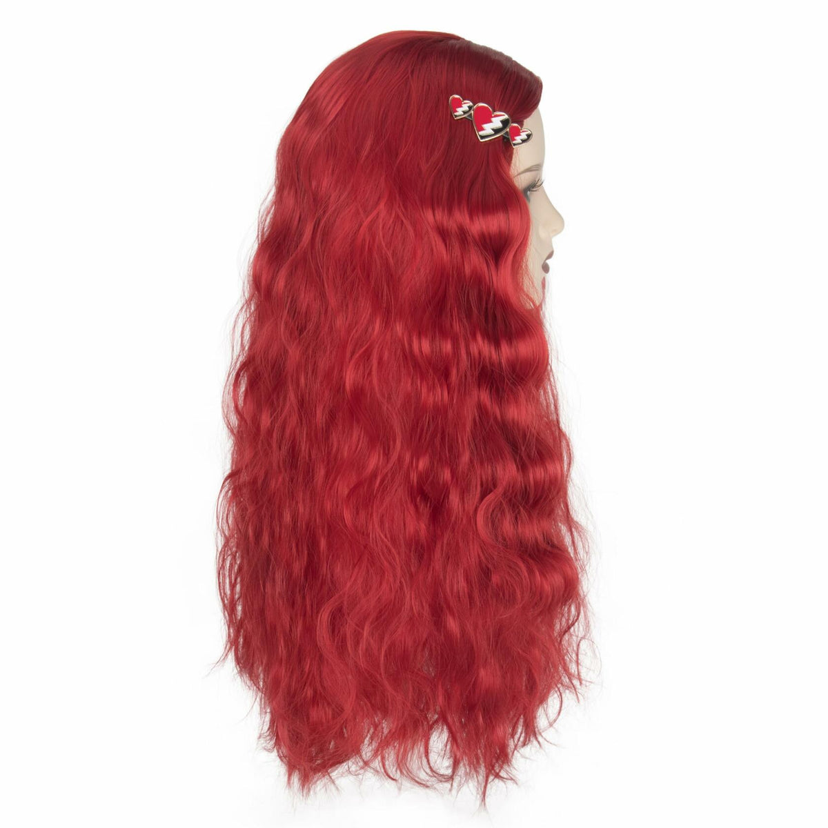 Miss U Hair Long Wavy Red Wig Women Middle Part Hair Clips