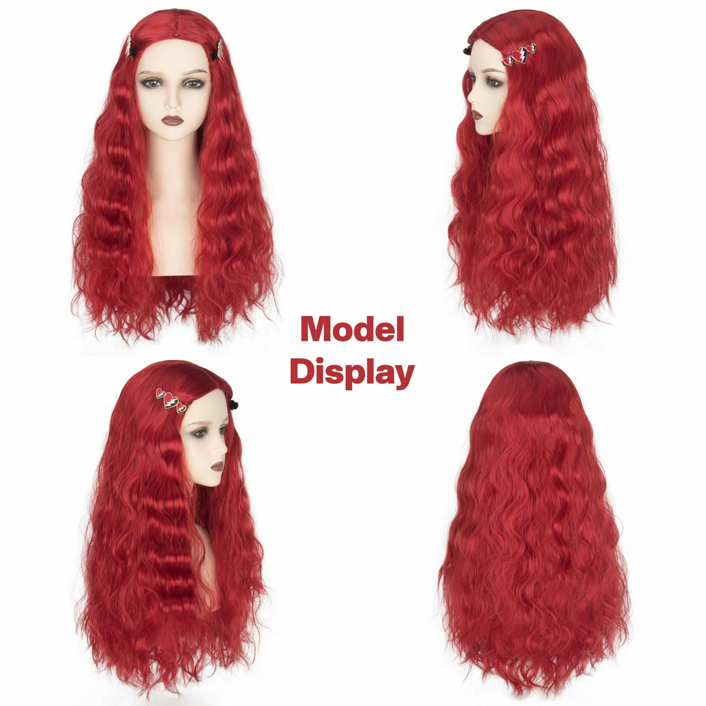 Miss U Hair Long Wavy Red Wig Women Middle Part Hair Clips