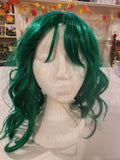 Green Wavy Wig with Bangs
